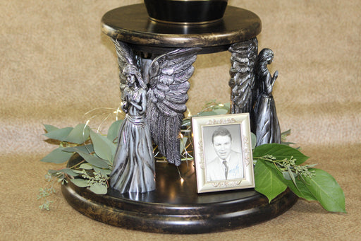 Angel Urn Pedestal Goldtone Urn
