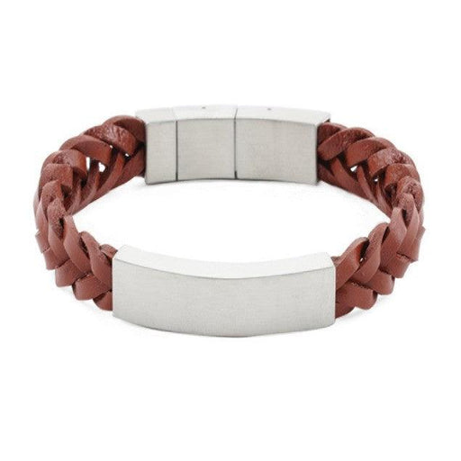  Brown/Pewter Leather Bracelet