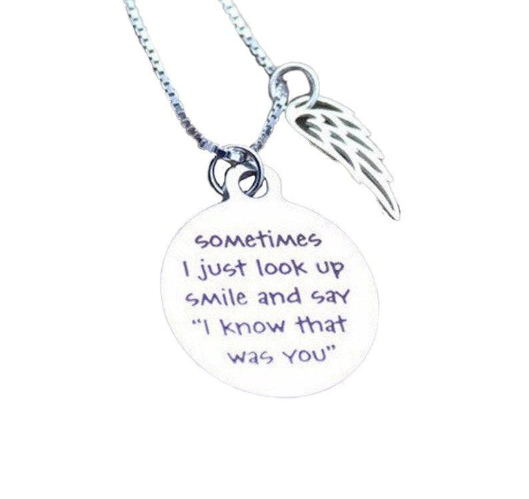 Personalized Circle pendant w/Wing Charm