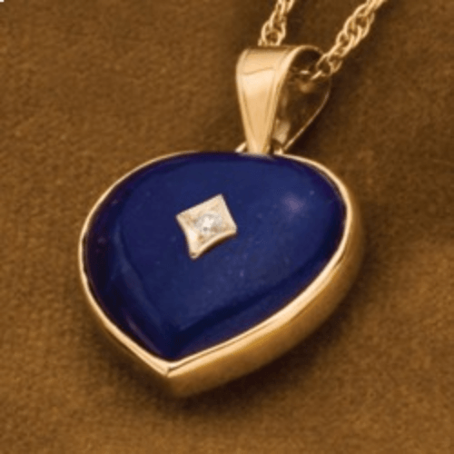 Lapis Lazuli Heart With Diamond 14k Gold
